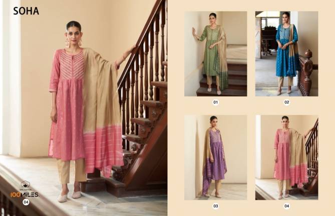 Soha By 100 Miles 01 To 04 Readymade Salwar Suits Catalog
